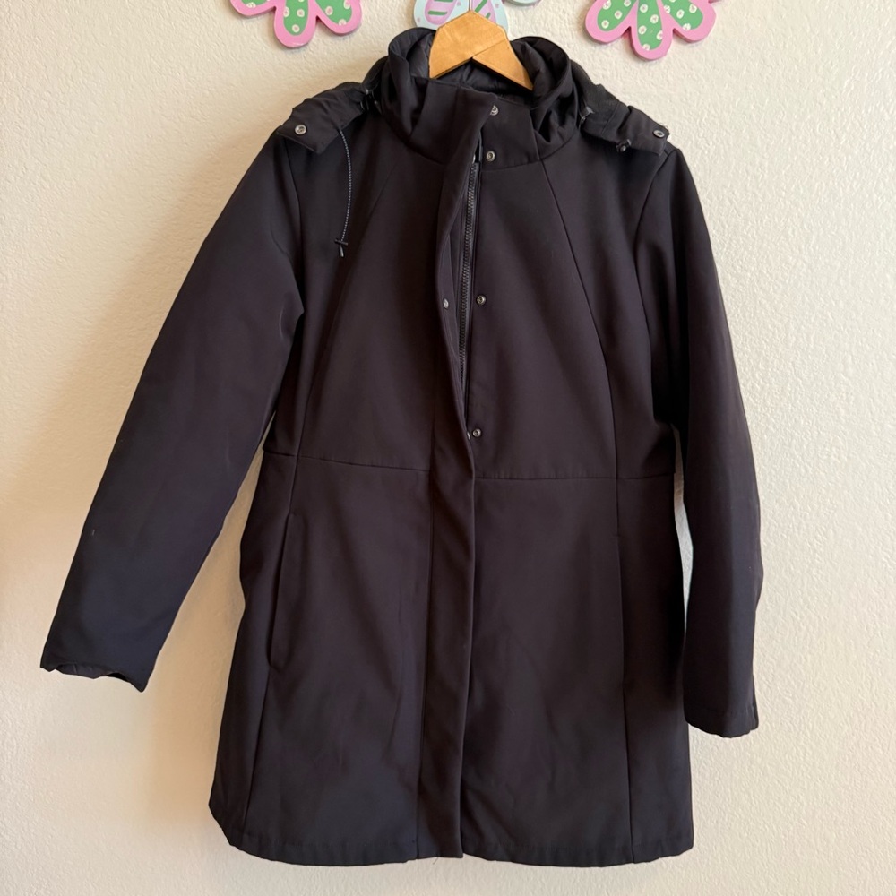 Sleek Black Zip-Up Double Jacket Size L by Design Collective